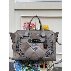 Coach Swagger Patchwork Leather Satchel Shoulder Handbag 37190 (pu500